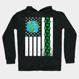 Earth Day Retro American Flag Hoodie